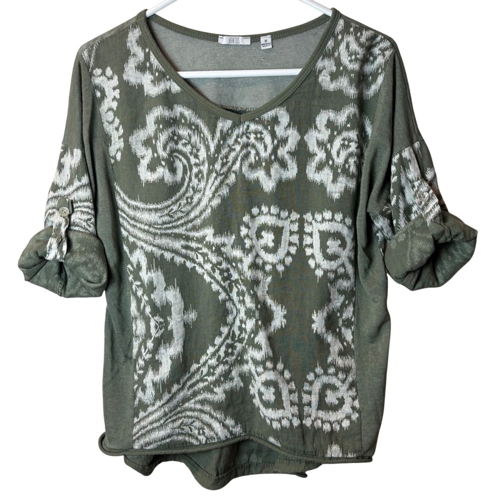 Italian‎ Linen Top Womens Boho Lagenlook Coastal Summer Lightweight Size M